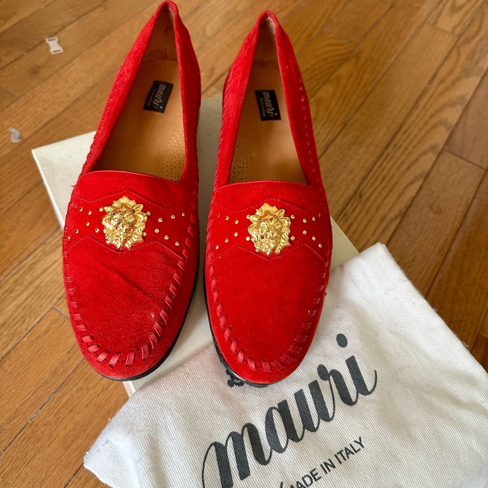Red suede Italian shoes